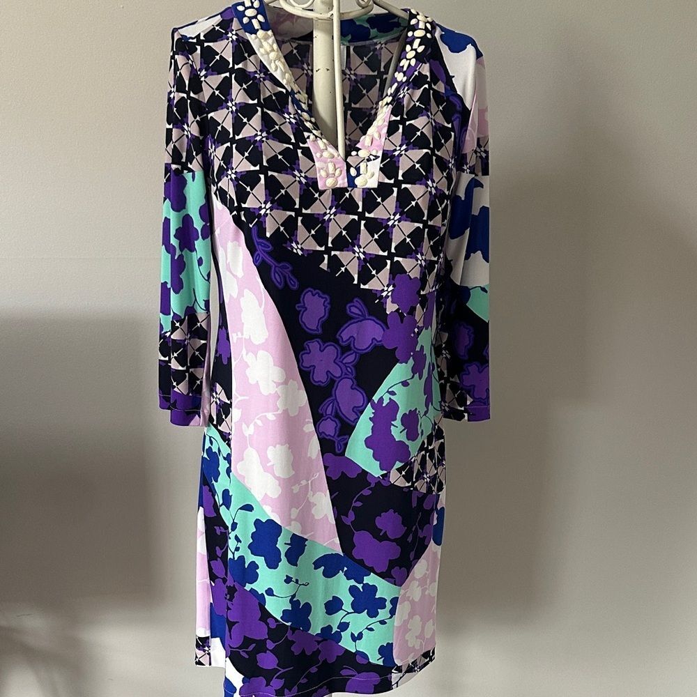 Multicolor Geometric Print Dress